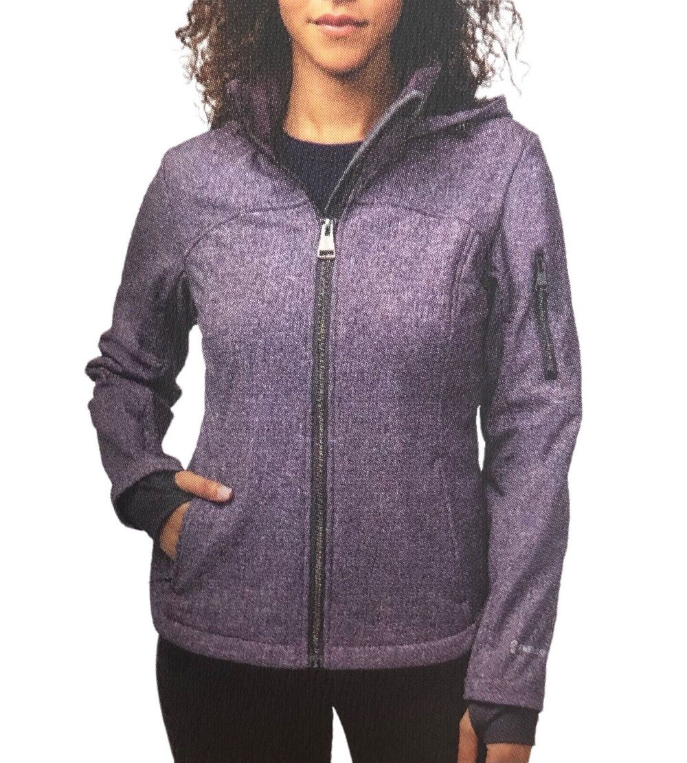 NEW Free Country Faux Fur Lined Soft Shell Fig -Purple Hooded Jacket Women's M